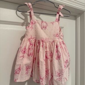Pink Floral & Bunny Baby Sundress